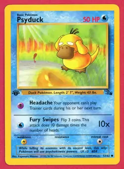 Psyduck 53/62 Fossil 1st Edition Common English 1999 WOTC - MP - Image 1