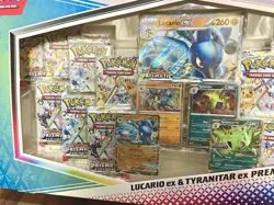Pokemon S&V Prismatic Evolutions Lucario Ex & Tyranitar Ex Premium Collection - Image 4