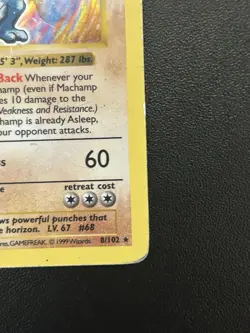 Pokemon Machamp 8/102 Holo Rare 1st Edition Shadowless Base Set HP - Image 3