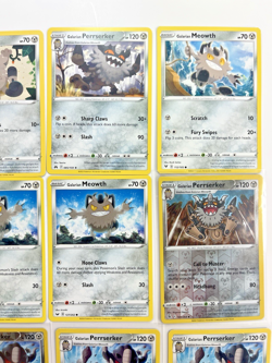 Pokemon Tcg Lot of 12 Galarian Meowth, Perrserker Reverse Holo Common basic - Image 3