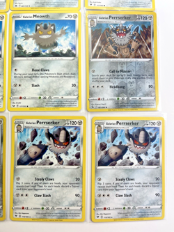 Pokemon Tcg Lot of 12 Galarian Meowth, Perrserker Reverse Holo Common basic - Image 4
