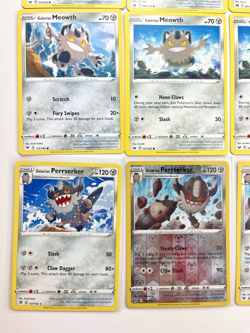 Pokemon Tcg Lot of 12 Galarian Meowth, Perrserker Reverse Holo Common basic - Image 5