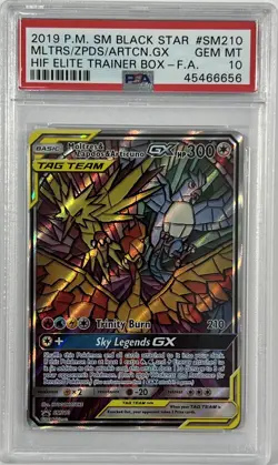 2019 Pokemon Sun Moon Promo Full Art Moltres Zapdos Articuno SM210 PSA 10 - Image 1
