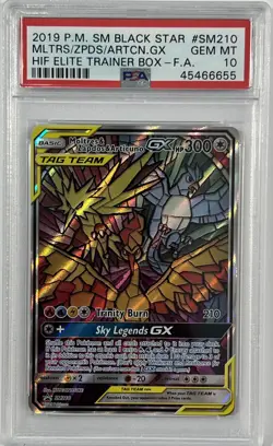 2019 Pokemon Sun Moon Promo Full Art Moltres Zapdos Articuno SM210 PSA 10 - Image 1