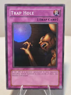 Yugioh Trap Hole LOB-058 Unlimited Super Rare Legend of Blue Eyes White Dragon - Image 1