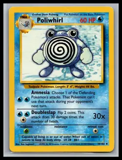 Poliwhirl 38/102 Uncommon Base Set Unlimited Pokemon Lightly Played - Image 1