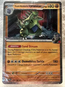 Pokemon TCG Pokemon Center Stamped Team Rockets Tyranitar Promo 096/182 Sealed - Image 2