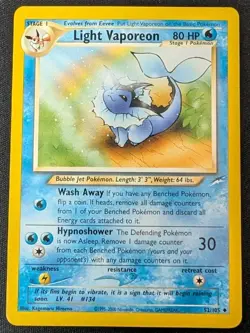 Light Vaporeon 52/105 - Pokemon Neo Destiny Unlimited Vintage - WOTC - NM - Image 1