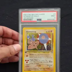 Nintendo Pokemon TCG Hitmontop 3/75 Neo Discovery Holo 1st Ed PSA 9 2001 - Image 1