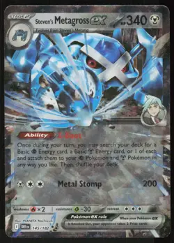 Steven's Metagross ex 145/182 Double Rare Destined Rivals Pokemon Holo Near Mint - Image 1