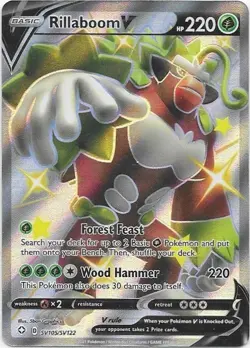 Rillaboom V SV105/SV122 Holo V Rare Shining Fates Shiny Vault Pokemon Near Mint - Image 1