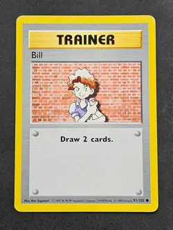 Bill 91/102 Common Base Set Shadowless Pokemon Unlimited Moderately Played - Image 1