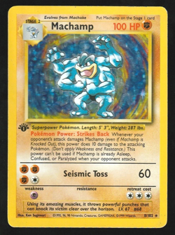 Pokemon TCG Machamp 8/102 1st Edition Holo Rare WOTC Vintage 1999 Base Set MP - Image 1