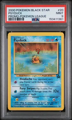 2000 POKEMON PROMO BLACK STAR POKEMON LEAGUE #20 PSYDUCK PSA 9 - Image 1