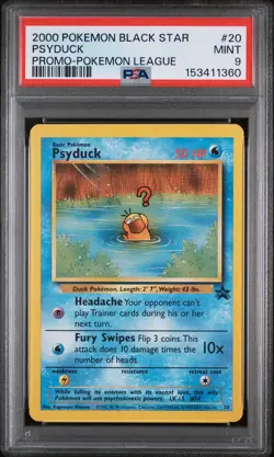 2000 POKEMON PROMO BLACK STAR POKEMON LEAGUE #20 PSYDUCK PSA 9 - Image 1