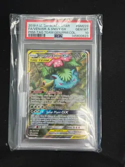 VENUSAUR & SNIVY GX 2019 SM BLACK STAR PROMO #SM229 FULL ART PSA 10 Q0895 - Image 1
