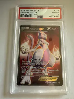 2015 POKEMON XY BREAKTHROUGH #158 FULL ART/MEWTWO EX PSA 8 - Image 1