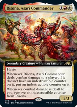 MTG magic 1x Risona, Asari Commander EXTENDED ART FOIL (M/NM) Neon Dynasty - Image 1