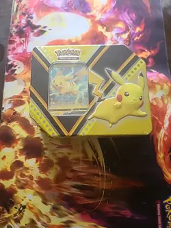 Pokemon TCG v Powers Booster Pikachu, Eevee, Eternatus 3 Tin Set Sealed 🔥⚡ - Image 1