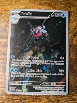 Pokemon TCG Palafin 225/091 Paldean Fates Illustration Rare Card in NM - Image 1