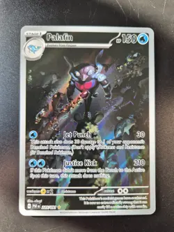 Pokemon TCG Palafin 225/091 Paldean Fates Illustration Rare Card in NM - Image 1
