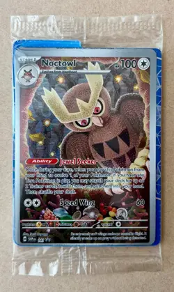 Pokemon Sealed Noctowl 141 Black Star Promo Stellar Crown Full Art Rare New - Image 1
