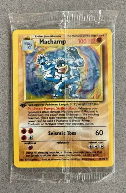 Pokemon Sealed Machamp 1st Edition Holo Base 8/102 Rare Vintage New Low Pop - Image 1