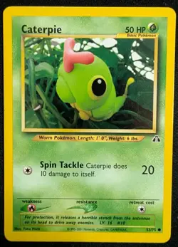 Pokemon TCG Caterpie Common Neo Discovery 53/75 MP WOTC Vintage Yuka Morii - Image 1