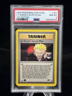 Lt. Surge's Secret Plan #107 1st Edition Gym Challenge 2000 Pokemon PSA 8 ⚡ - Image 1