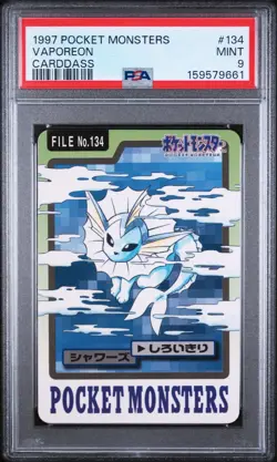 1997 Pocket Monsters Vaporeon #134 Bandai Carddass Vending PSA 9 MINT - Image 1