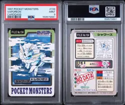1997 Pocket Monsters Vaporeon #134 Bandai Carddass Vending PSA 9 MINT - Image 3