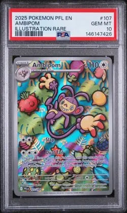 2025 AMBIPOM ILLUSTRATION RARE 107 psa 10 POKEMON PFL EN-PHANTASMAL FLAMES #107 - Image 1