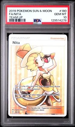 PSA 10 NITA 180 TEAM UP SUN & MOON TRAINER POKEMON GEM MINT - Image 1