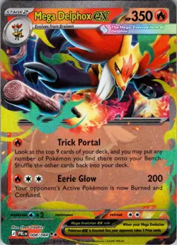 Mega Delphox ex 008/084 Double Rare Pitch Black Pokemon Holo Near Mint - Image 1