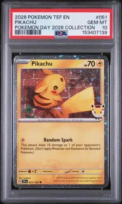 2026 POKEMON TEF EN-TEMPORAL FORCES POKEMON DAY 2026 COLLECTION PIKACHU PSA 10 - Image 1