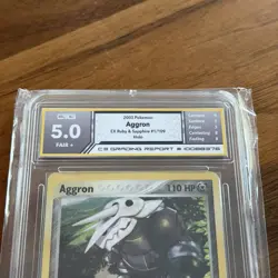 Pokemon EX Ruby Sapphire Aggron Reverse Holo Rare 1/109 C3 Grading 5.0 Fair - Image 2