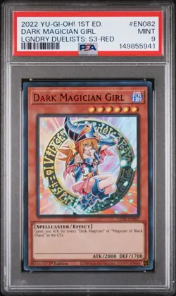 PSA 9 Mint YuGiOh Dark Magician Girl LDS3-EN082 Red Ultra Rare 1st Edition Foil - Image 1