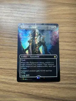 MTG ~ Celestial Armor (Borderless Mana Foil) ~ Foundations ~ Near Mint ~ Mythic - Image 1