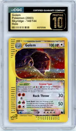 Pokemon Golem Crystal #148 Skyridge Holo CGC Pristine 10 - Image 1