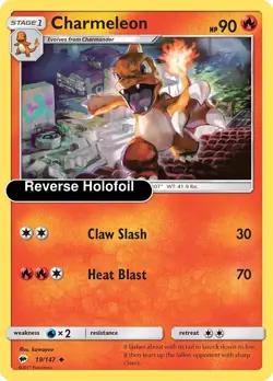 Pokemon - Charmeleon - Reverse Holofoil [SM03 - 19/147 Near Mint] - Image 1