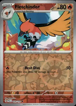 Fletchinder 029/193 Uncommon Paldea Evolved Pokemon Reverse Holo Near Mint - Image 1