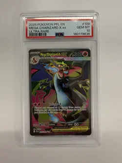 2025 Pokemon Phantasmal Flames Mega Charizard X Ex Ultra Rare 109/094 PSA 10 - Image 1