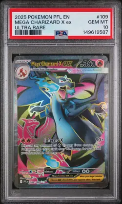 Mega Charizard X EX 109/094 Ultra Rare Pfl En-Phantasmal Flames Pokemon PSA 10 - Image 1