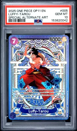 2025 ONE PIECE OP11-A FIST OF DIVINE SPEED #005 LUFFY-TAROU PSA 10 - Image 1