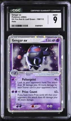 CGC 9 MINT Gengar EX 108/112 EX Fire Red & Leaf Green Holo Swirl Pokemon Card - Image 1