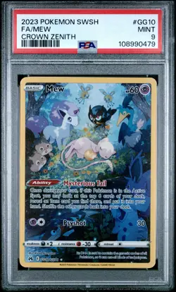 2023 POKEMON SWORD & SHIELD CROWN ZENITH #GG10 FULL ART/MEW PSA 9 - Image 1