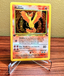 Pokemon TCG Moltres 12/62 Fossil 1st Edition Holo Rare EN 1999 70HP - Image 1