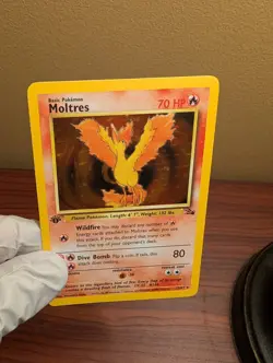 Pokemon TCG Moltres 12/62 Fossil 1st Edition Holo Rare EN 1999 70HP - Image 2