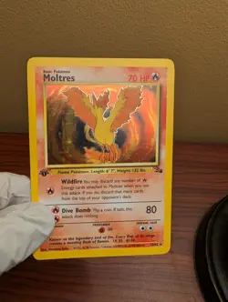 Pokemon TCG Moltres 12/62 Fossil 1st Edition Holo Rare EN 1999 70HP - Image 3