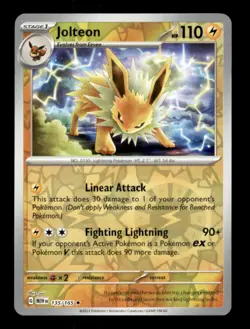 JOLTEON 135/165 REVERSE HOLO RARE 151 NM/M - Image 1